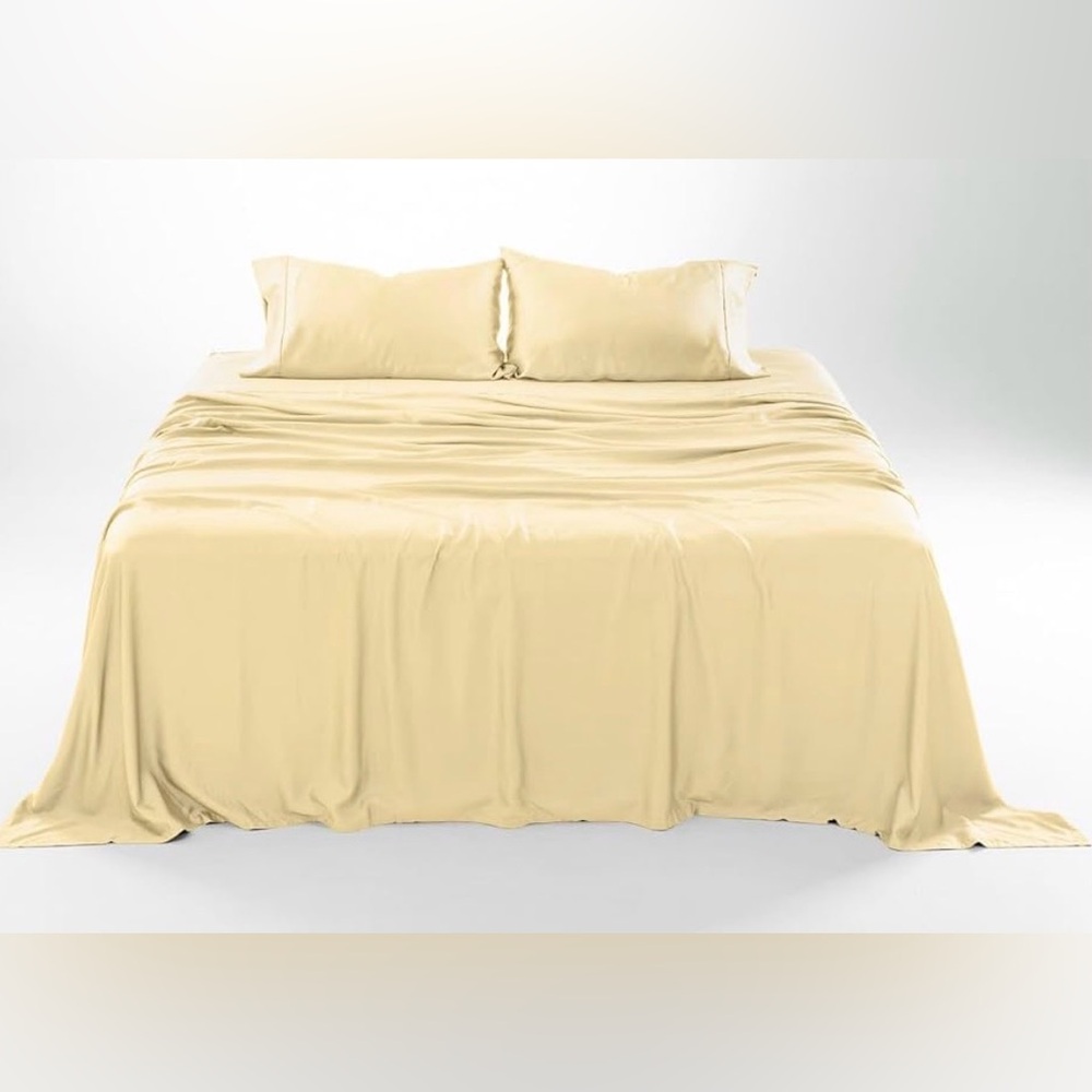 Olive+Crate Eucalyptus Sheets Set Cooling Sheets Full SZ Butter Cream(Yellow)New